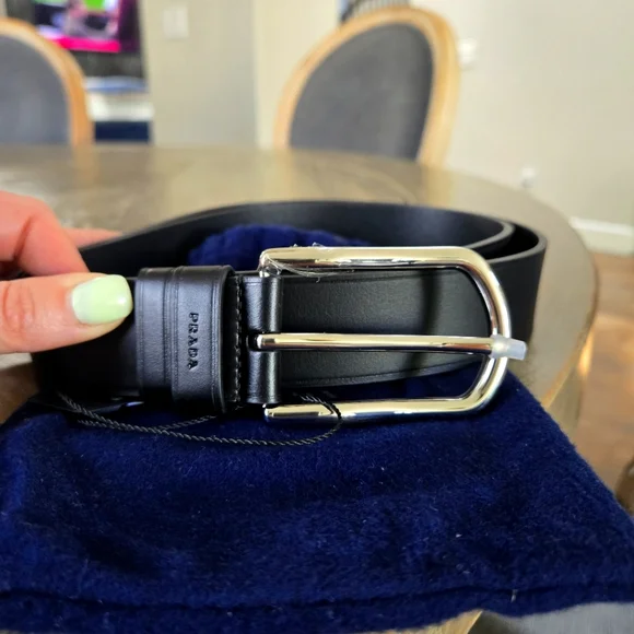 Prada | Accessories | Prada Classic Logo Belt Size 42 5 Cm | Poshmark